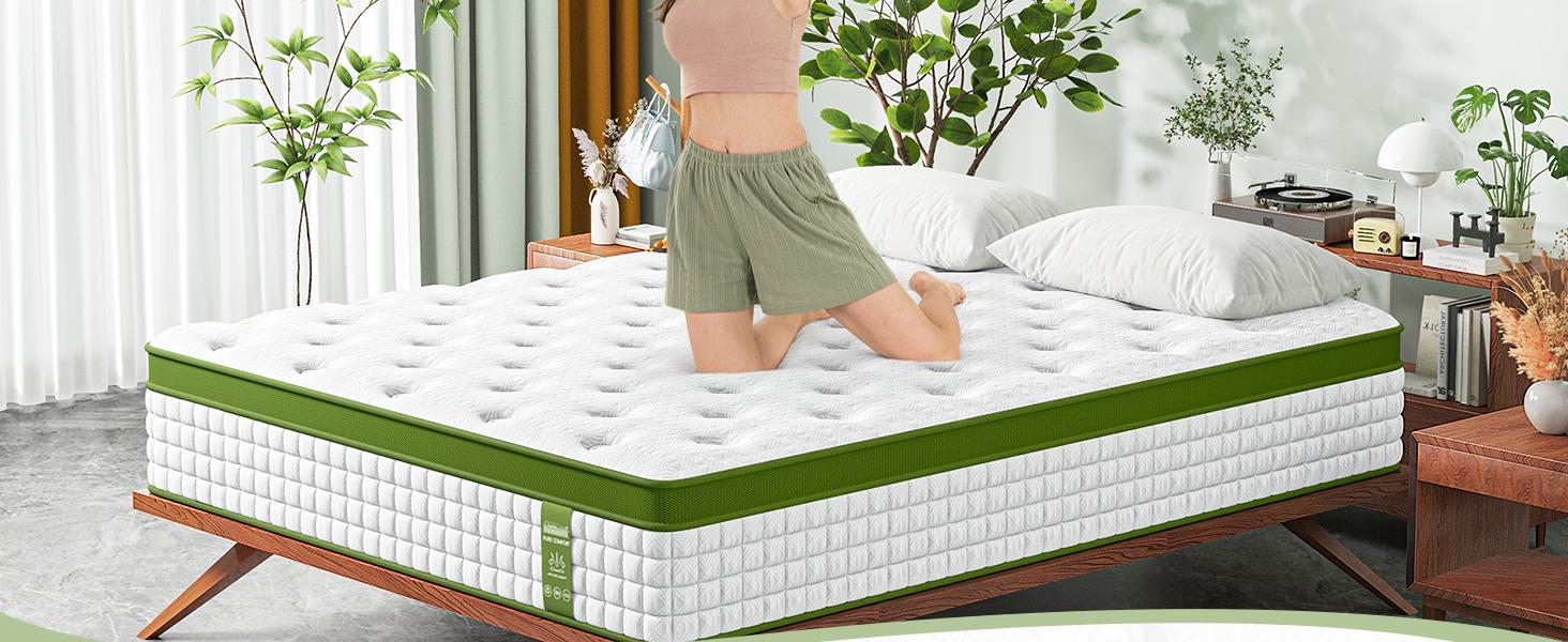 BedStory 12-14 Inch Hybrid Mattress, Full Queen King, Gel Memory Foam, Individual Innerspring for Pressure Relief & Motion Isolation, Fiberglass Free