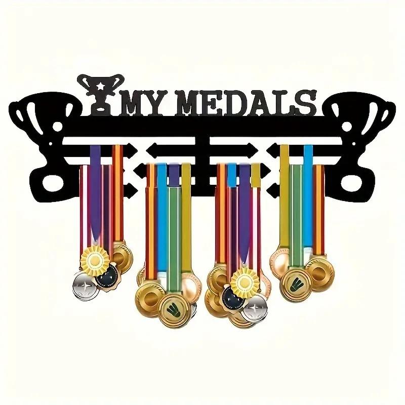 Metal Medal Display Stand, Wall-Mounted Running Medals Holder, Sports Ribbon Organizer, Suitable for Runners Gymnasts
