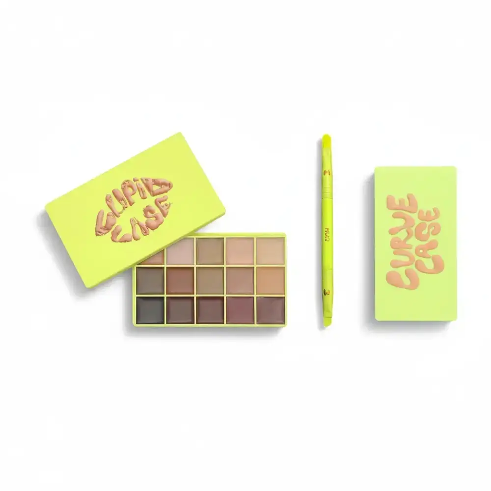 Cupid Case & Curve Case Bundle, 15-Pan Cream Matte Lip Palette with 8-Shade Cream Blush Palette, Various Color Combos, 4.5g and 8.5g Balms for All Skin Types