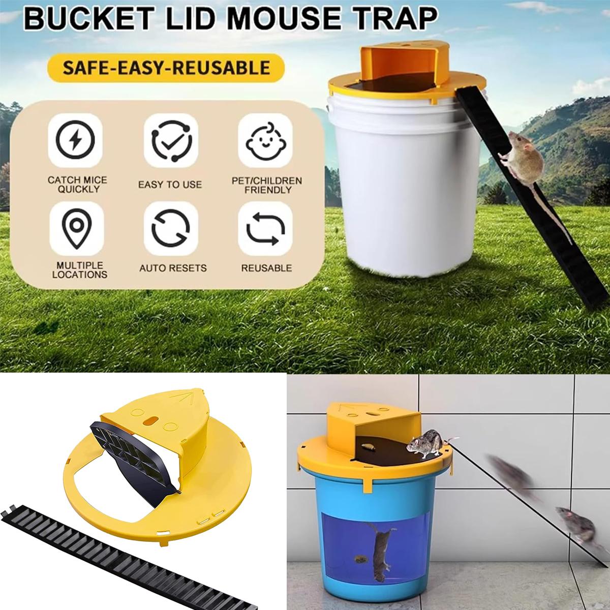 Mouse Rat Trap Flip, Mouse Traps Indoor for Home, Multi-Catch, Auto-Reset, Humane Mouse Trap, Rodent Pet Safe Reusable Mouse Trap, Slide Mouse Trap Lid Mouse Trap, Mouse Traps Bucket, for indoors, outdoors, barn, workshop, chicken coop or garden
