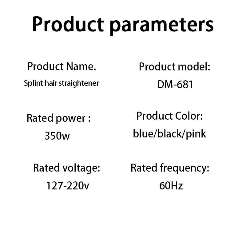 Professional Straightener, Stainless Steel Titanium Flat Iron, Temperature Control, Ceramic Heating, Us Plug, Model Dm-681