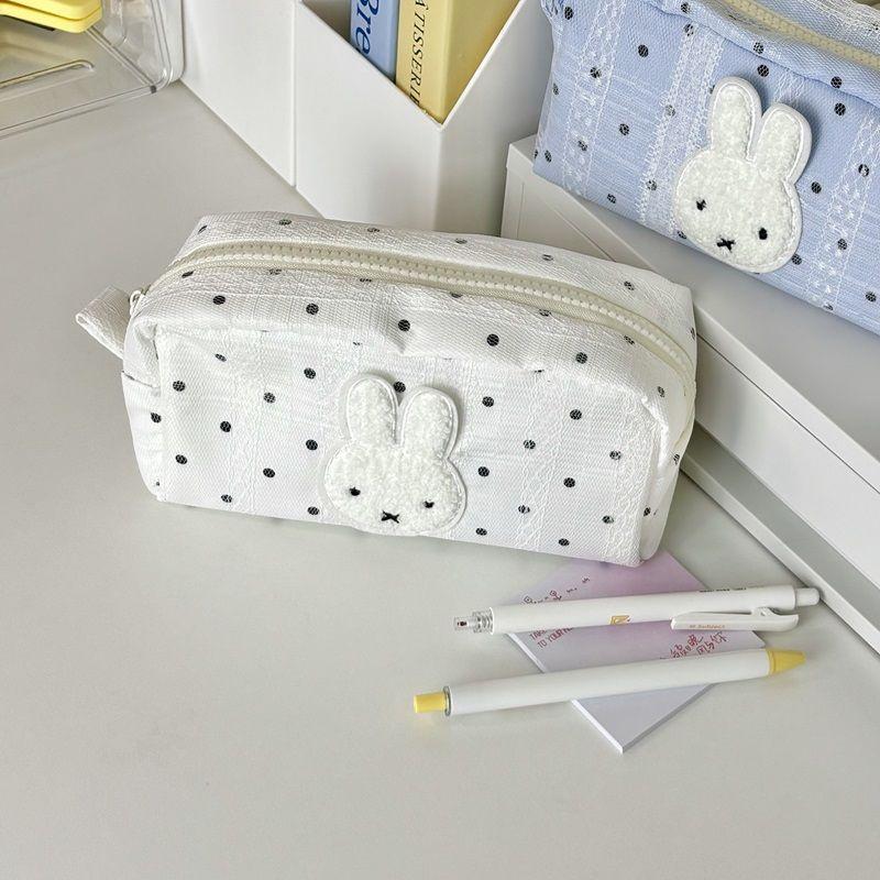 Miffy Portable Pencil Case Kawaii Cute Romantic Peripheral Large Capacity Simple Zipper Design Stationery Storage Bag Gift