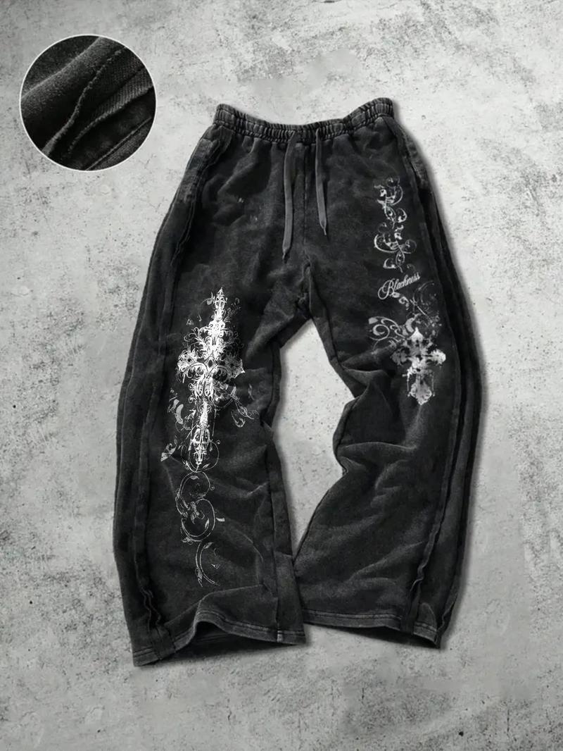 Men's Plus Size Washed Cotton Straight Leg Pants, Comfortable Casual Long Trousers, Stylish and Durable Clothing for Daily Wear