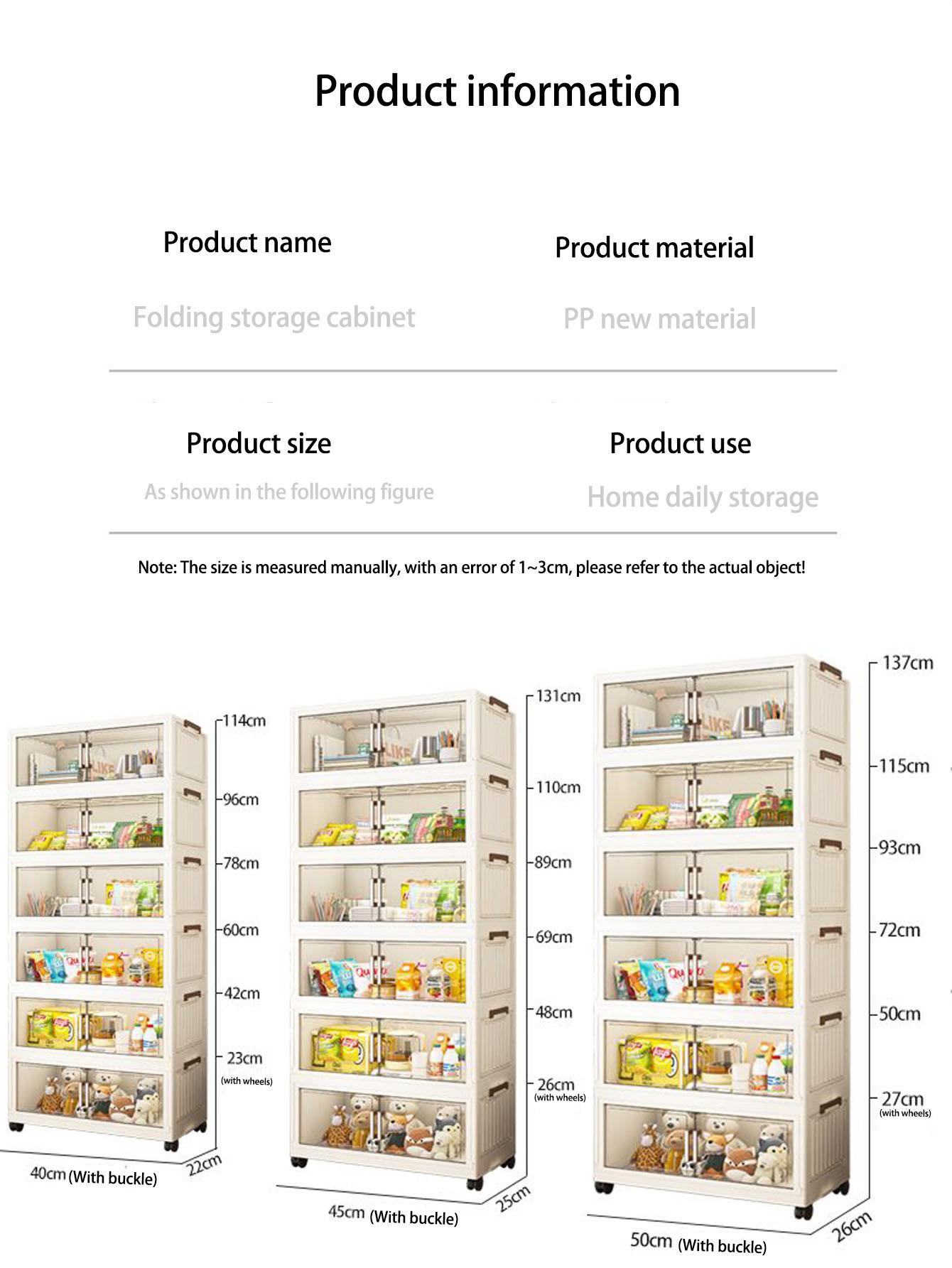 Multifunctional Foldable Storage Cabinet, Modern Mobile Display Unit for Living Room & Bedroom, Baby Toys Clothes Organizer