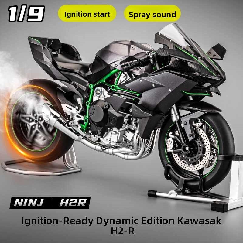 [Gift Set] Ready-to-use 1:9 Kawasaki H2R alloy motorcycle model simulation spray machine vehicle figurine as a gift