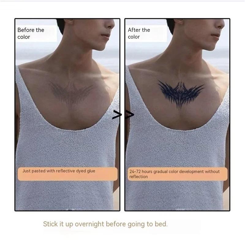 Demon Wings  Waterproof Tattoo Sticker Herbal Juice Semi-permanent Dark Neck Chest Fake Tattoo Art Lasting for Men Women