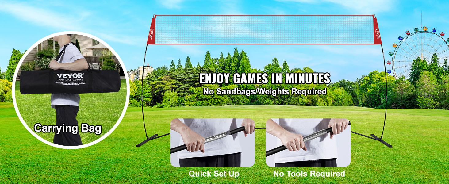 fathersdaygift  VEVOR Freestanding Volleyball Training Net for Indoor or Outdoor Use, Adjustable Height Portable Net System with Carrying Bag, Professional Volleyball Practice Trainer for Hitting or Serving Drills
