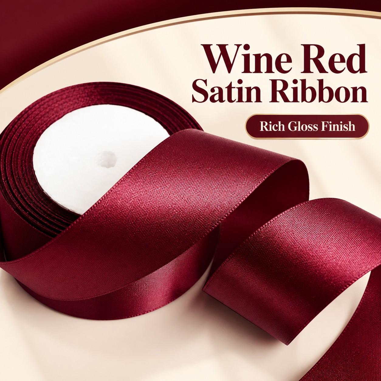 5 Rolls Wine Ribbon, Thick Gift Wrapping Ribbon, 4cm X 22m, Ideal for Christmas, New Year, Valentine's Day, Wedding, DIY Crafts, Party Decorations