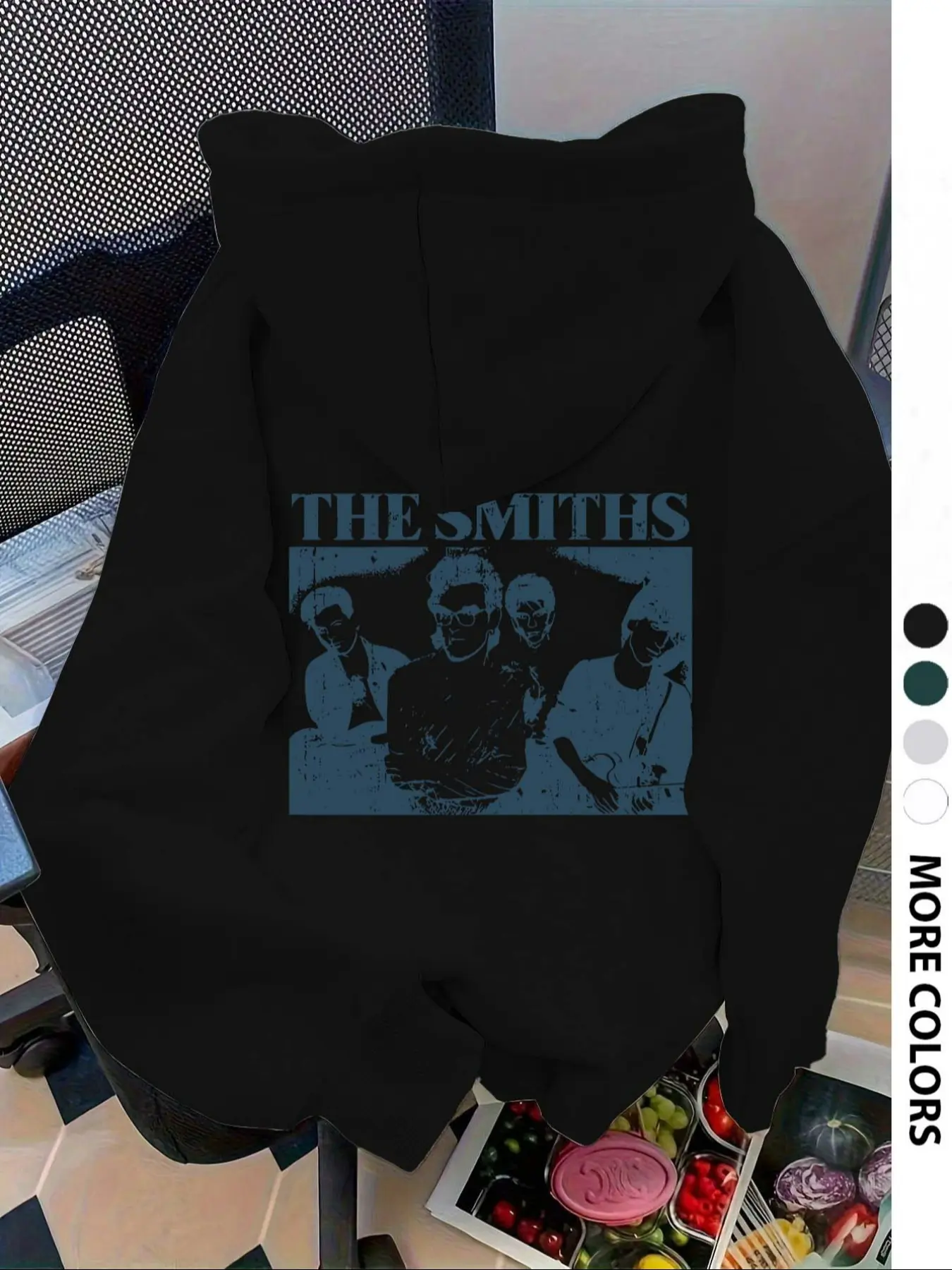 Women's Drop Shoulder Hoodie, Smith Print, Fashion Casual Drawstring Pocket Sweatshirt, Fall Winter Outdoor Wear, Loose-Fit H-Type