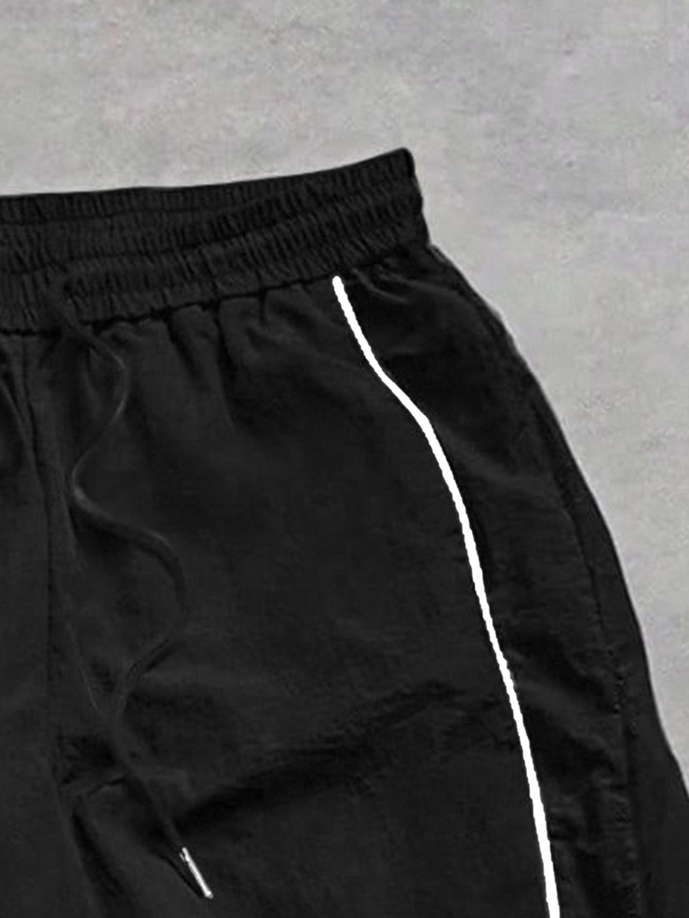 Men's lightweight, breathable, reflective printed wide-leg pants with adjustable leg openings and drawstrings, elastic waist, casual pants suitable for outdoor sports, fitness, campus commuting, street fashion, and versatile long pants