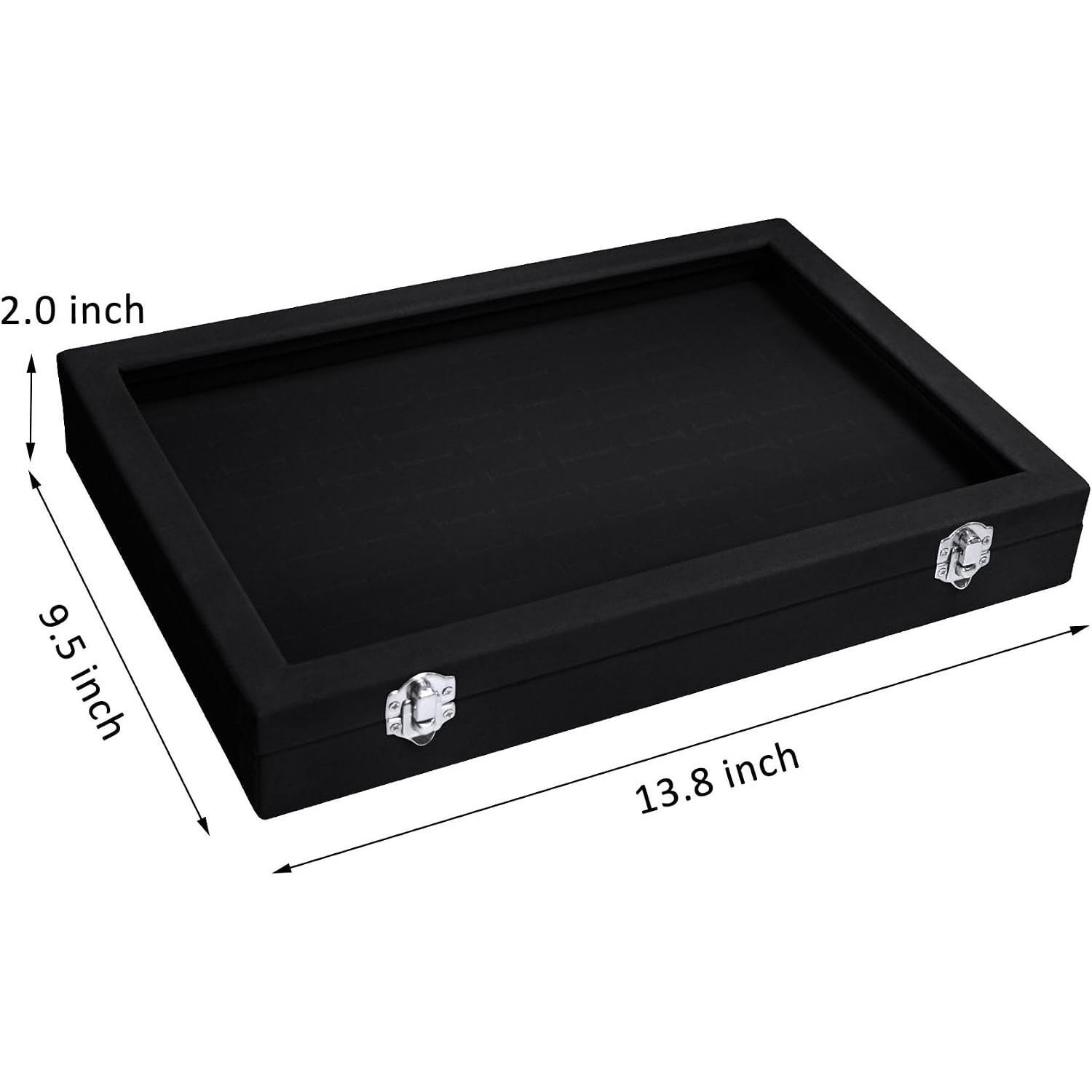 100-Slot Ring Organizer Tray - Transparent Cover Lined Storage Box, Protective Earring-Compatible Design, Fits Various Sizes for Personal Use & Display