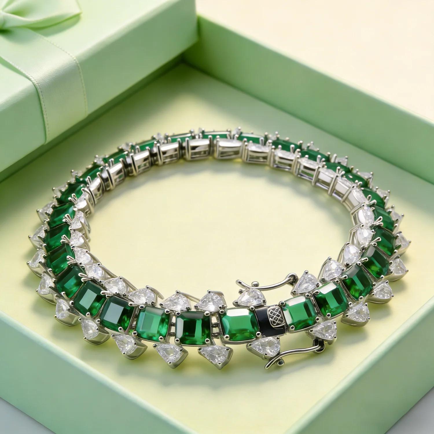 Women's Emerald Zirconia Bracelets Fashion High-end Exquisite Zirconia Bracelets Luxury Jewelry Gifts For Girl