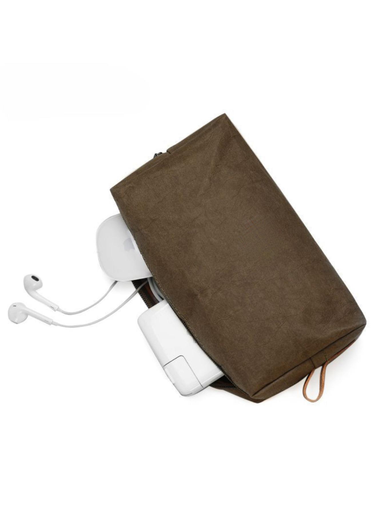 Minimalist Style Small Storage Bag, Portable Personal Organizer, Data Cable Earphone Charger Key Zipper Coin Wallet