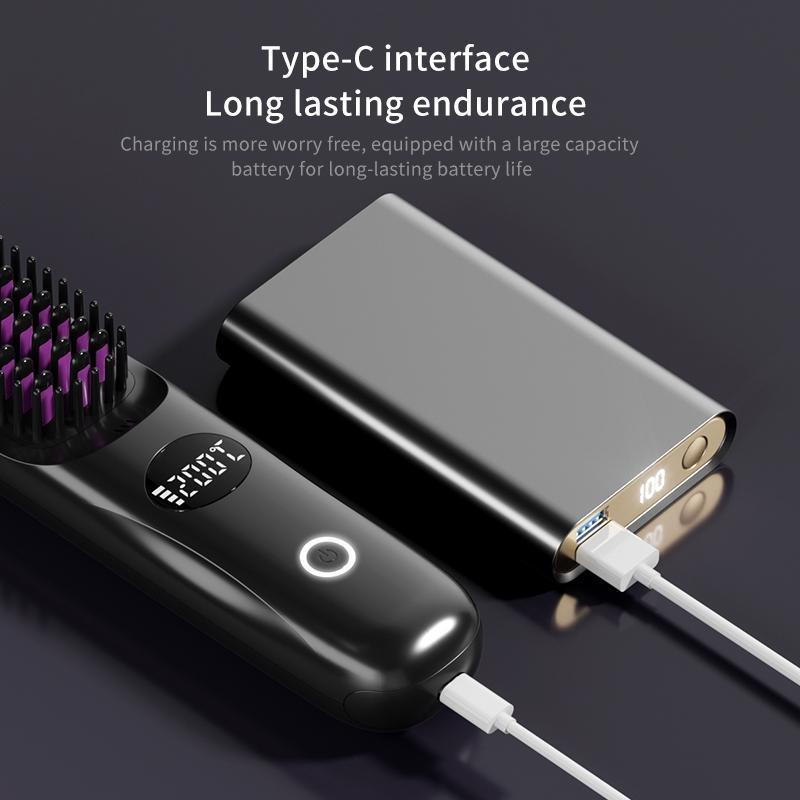 Cordless Hair Straightener Brush Set - 3 Temp Settings | 2000mAh*2  Batteries | Negative Ion Technology | USB Rechargeable | Fast & Auto Shut-Off | Travel-Friendly Gift