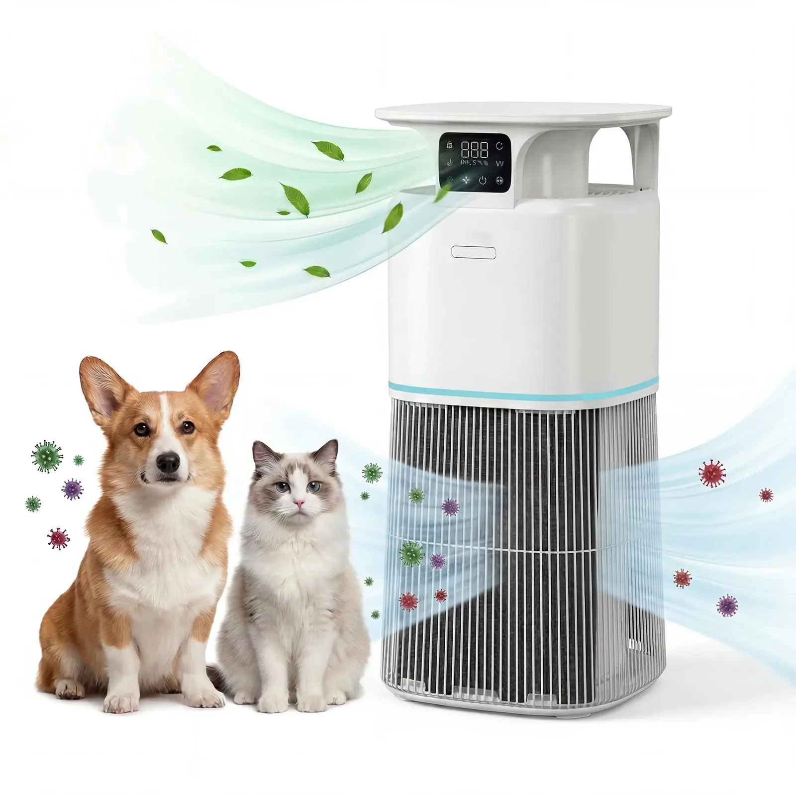 Smart H13 True HEPA Air Purifier for Home, Large Rooms up to 3700 sq ft - WiFi/App Control - Quiet Auto Mode, Washable Pre-Filter for Pet Hair, Particles, Pollen, Smoke & Odors