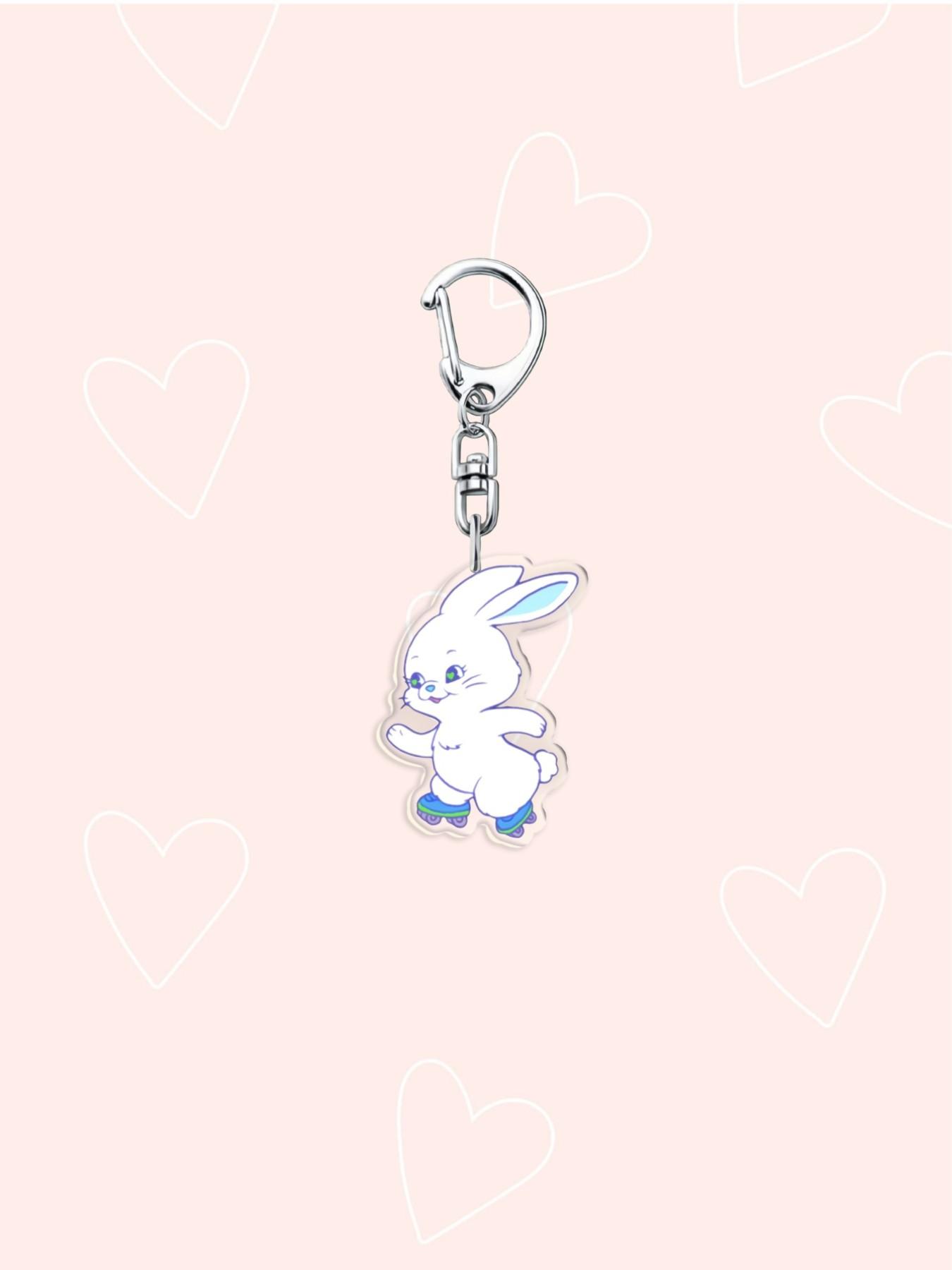 New Cowboy Cartoon Acrylic Keychain, Cute Animal Rabbit Backpack Charm, Best Friend Gift Keychain, Birthday Gift, Holiday Gift
