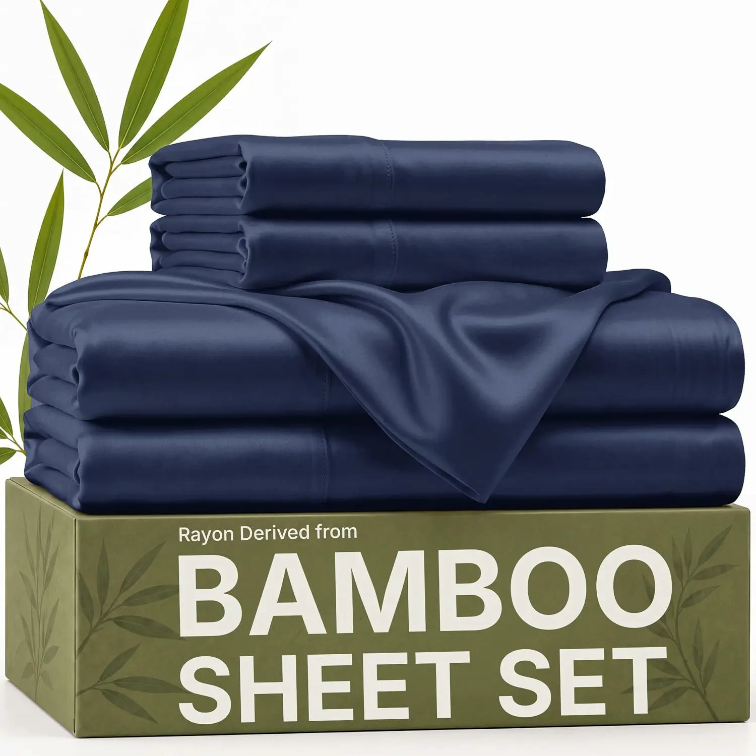 SASTTIE Bamboo Sheets Queen Size, Rayon Derived From Bamboo, Cooling Sheets for Hot Sleepers, Soft, Breathable Hotel Bedding, 18 Inch Deep Pockets