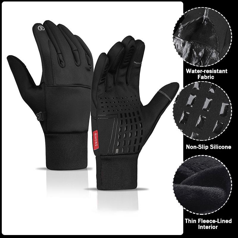 Winter Thermal Gloves, Water-resistant Design Thin Fleece Lined Warm Touchscreen Windproof Compatible Outdoor Sports Essentials, Warm Winter Gloves - For Outdoor Cycling, Driving, Running, Hiking, Great Valentine’s Day Gift - Nice Holiday Present