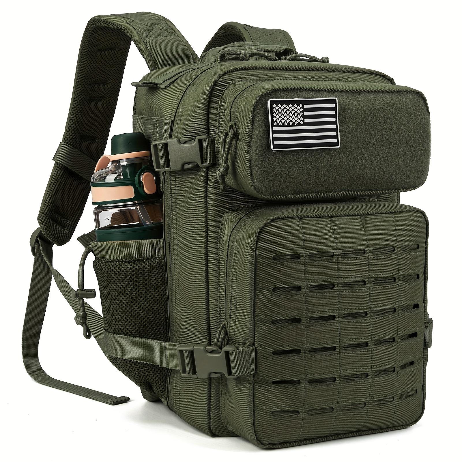6.6gal Tactical Style Travel Backpack, Molle Daypack for Outdoor Hiking Camping Trekking, 180° Flat Open Weekend Bag with Laptop Compartment And Dual Cup Holders, Heavy Duty Gym Sports Pack