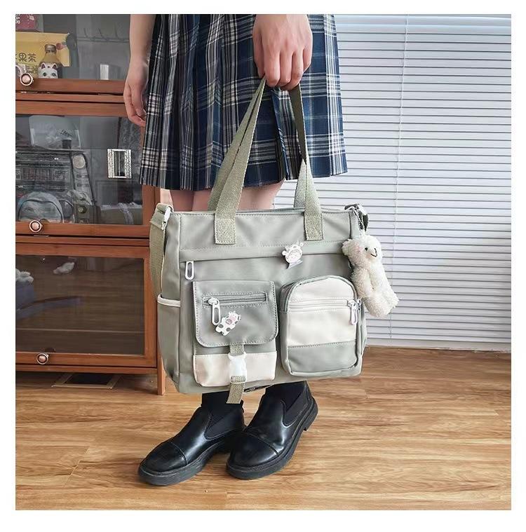 Canvas Tote Bag for Women, Multi Pocket Crossbody Shoulder Bag, Cute College Bag for School, Work, Travel & Everyday Use  Multi Pocket Tote Bag for Phone, Books & Daily Essentials, Lightweight Canvas Crossbody Bag with Shoulder Strap for School & Work tik