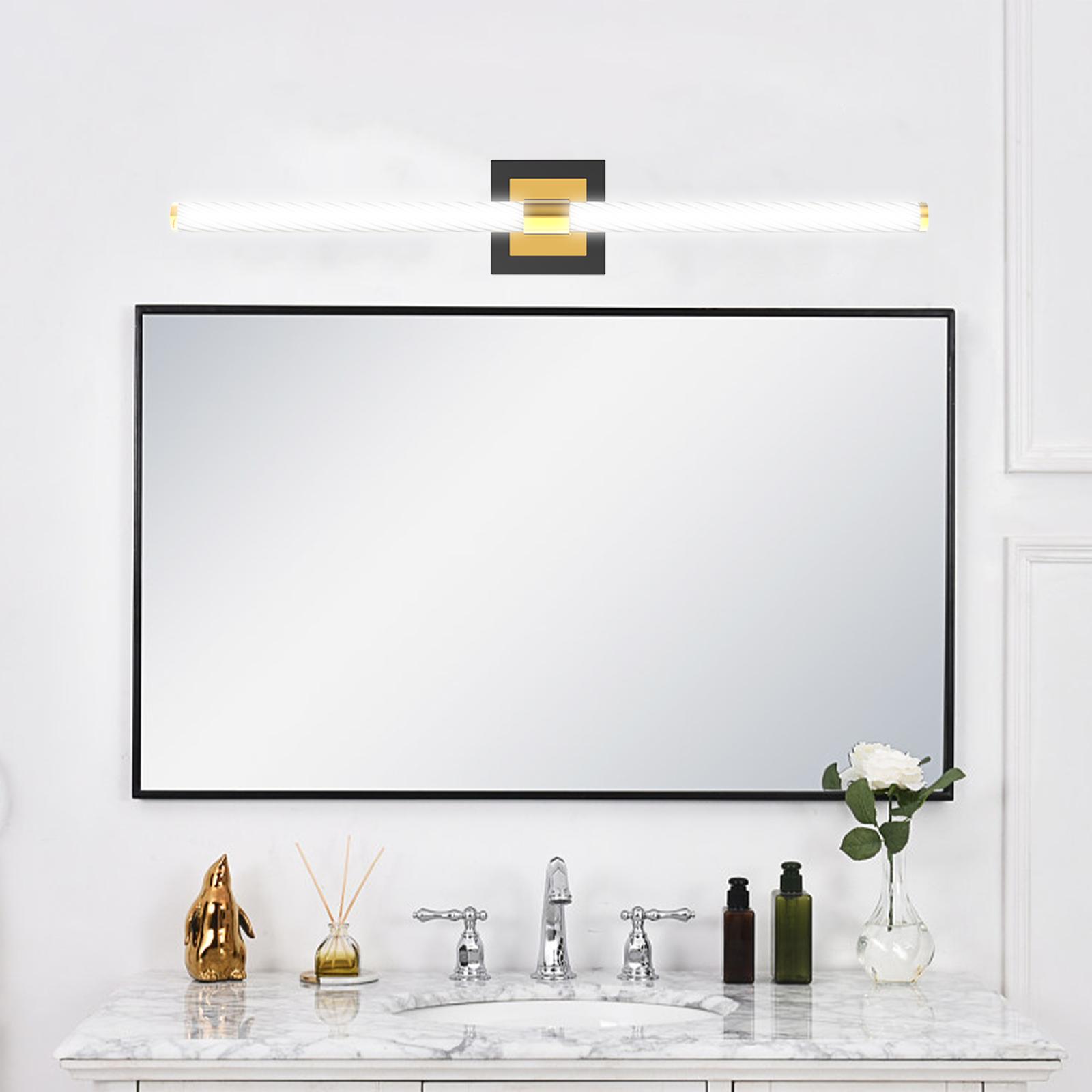 GLITGATE LED Vanity Light, 22 inch/30inch/38inch Dimmable Black and Gold Bathroom Fixture Mirror, 13 Watt/15Watt/20Watt 6000K Modern Linear Bathroom Vanity Light, 360 Degree Wall Sconce (White),Halloween, Black Friday, Christmas