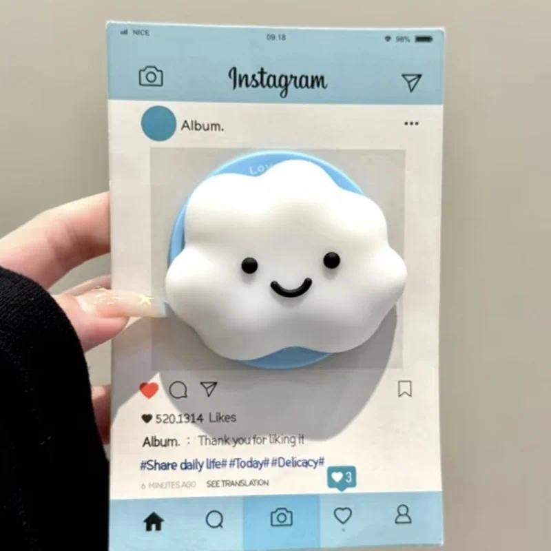 Cute 3D Cloud For Magsafe Griptok Phone Holder Support For iPhone 15 16 Foldable Wireless Charging Case Stand Girl Bracket