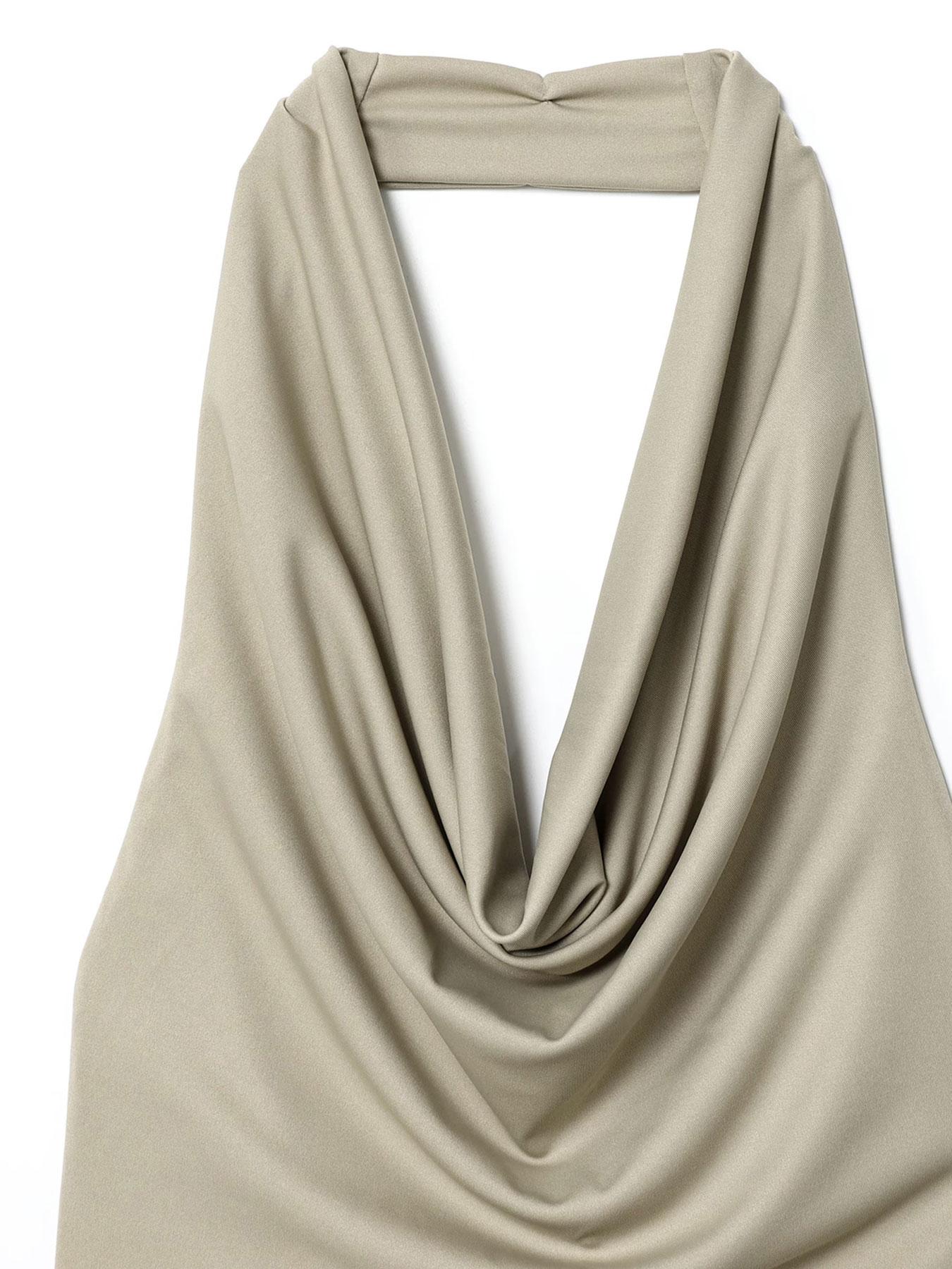 Backless Top with Adjustable Buckle Closure, Soft Flowy Fabric, Round Neck Design, Casual Daily Wear, Holiday