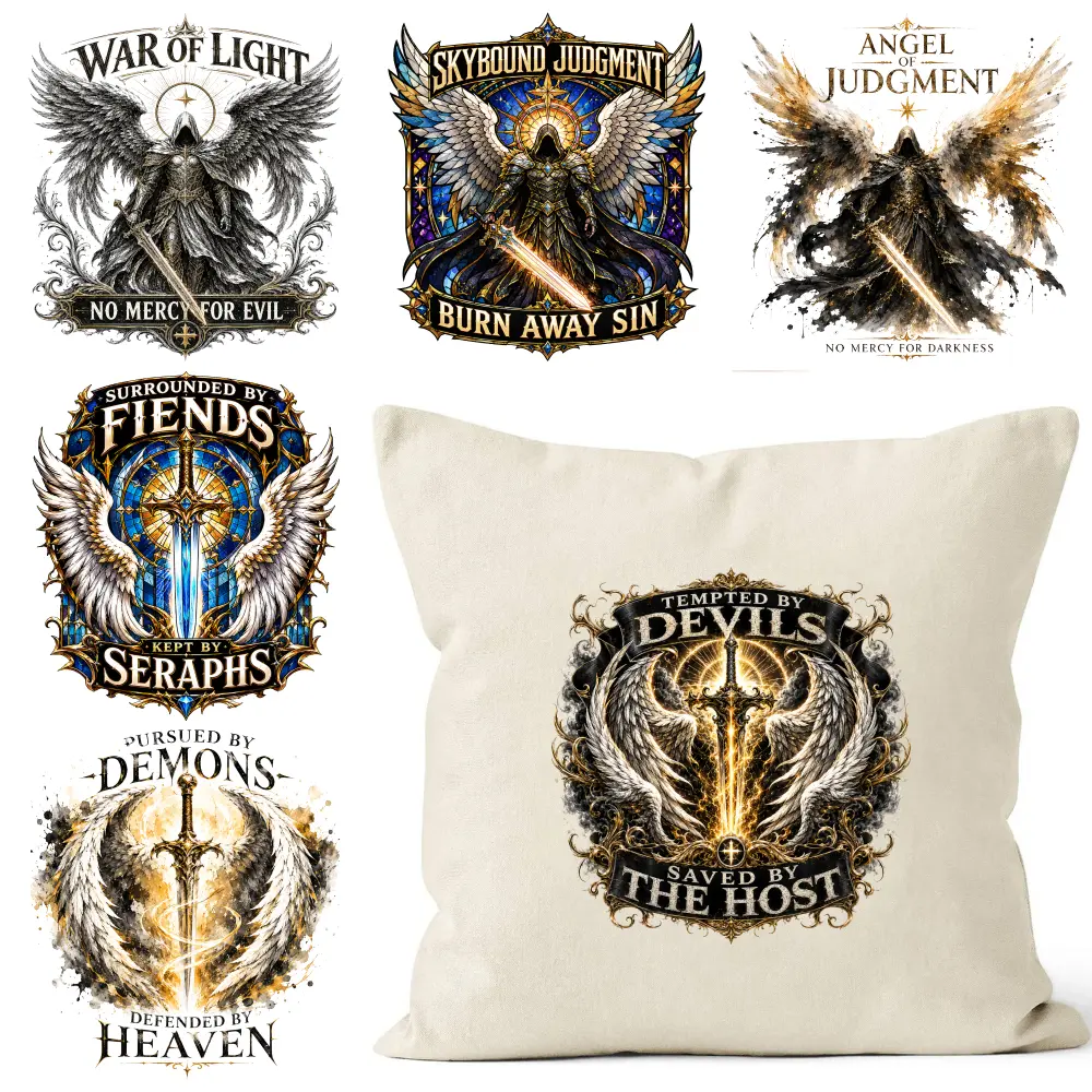 6 Pcs Angel Warrior Iron on Transfers for Clothing T-Shirt Jeans Applications iron on decals casual style. Iron on Decals for T Shirts DTF Transfers Ready Washable heat transfer stickers