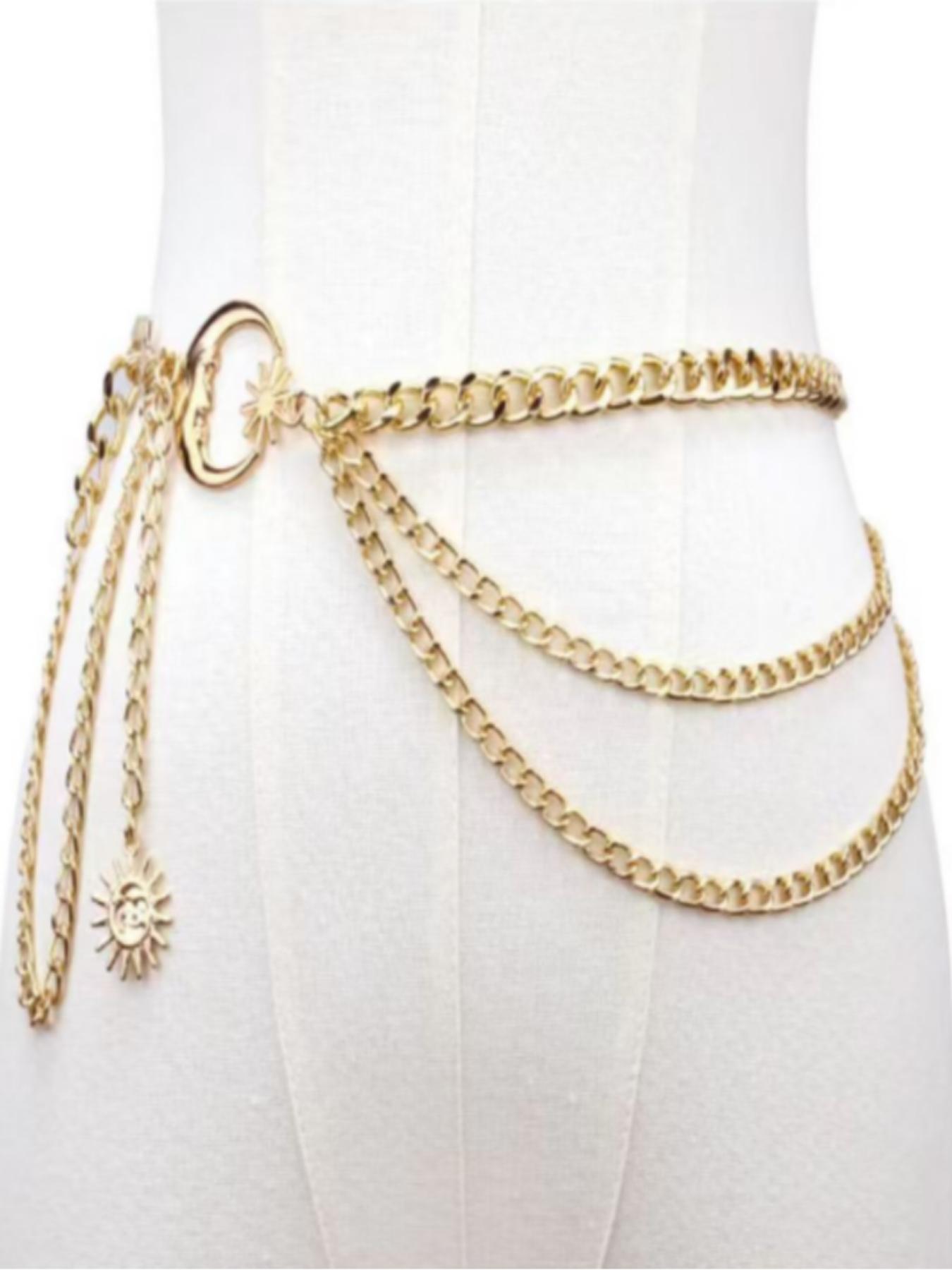 Hiphop Punk Crescent Body Chain, Multi-Layer Metal Moon Necklace, Trendy Accessory for Street Style, Unisex Fashion Jewelry