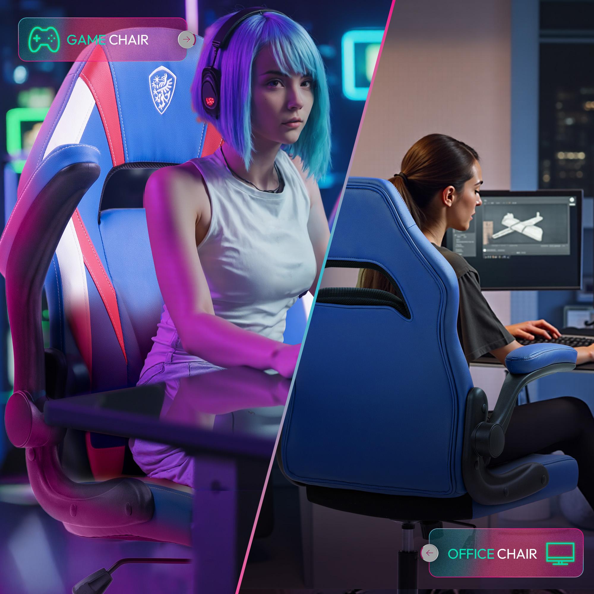 Dowinx Gaming Chair -  Ergonomic gaming chair with breathable PU leather and pocket spring cushion – featuring lumbar support and 360° swivel adjustability, delivering ultimate comfort for intense gaming sessions, available in multiple colors