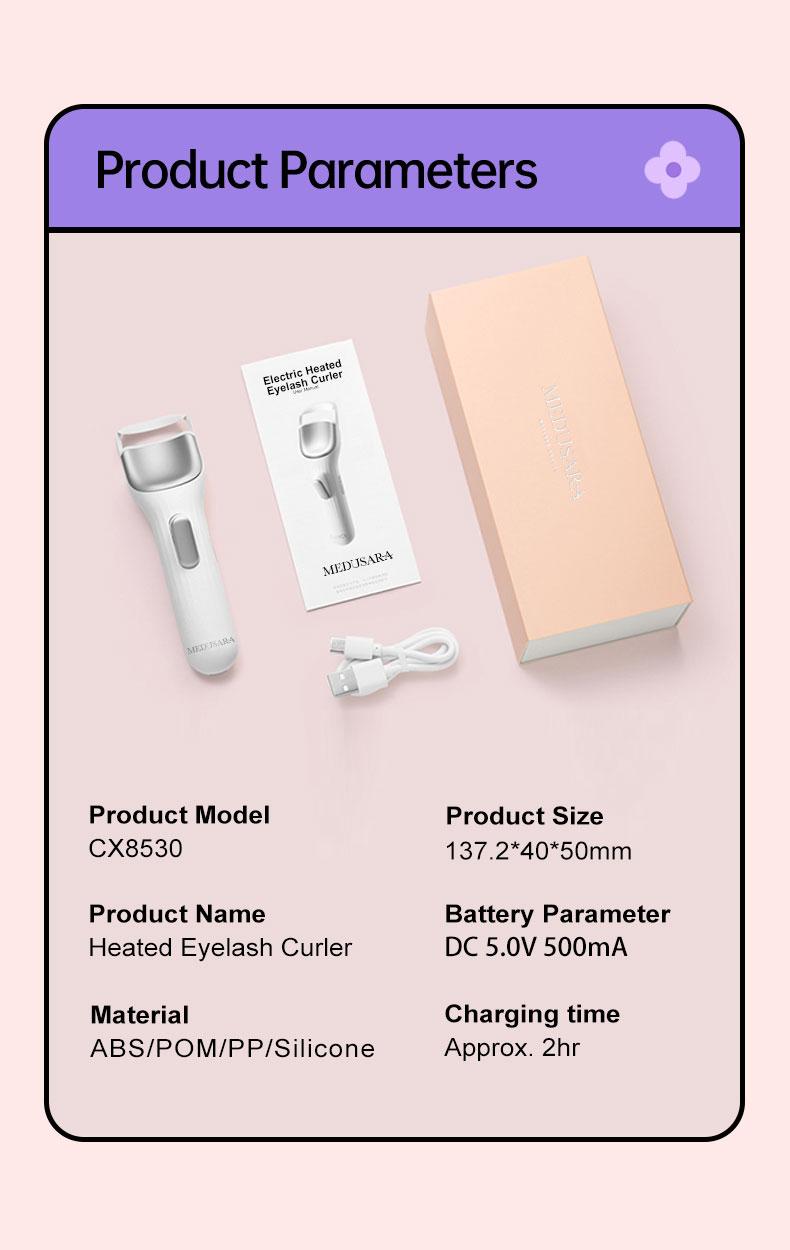 Medusara Electric Lash curler, Premium Heated Eyelash Sculpting Device Rechargeable Heated Lash Curler Patented 3D Curved Design Pink Cosmetics