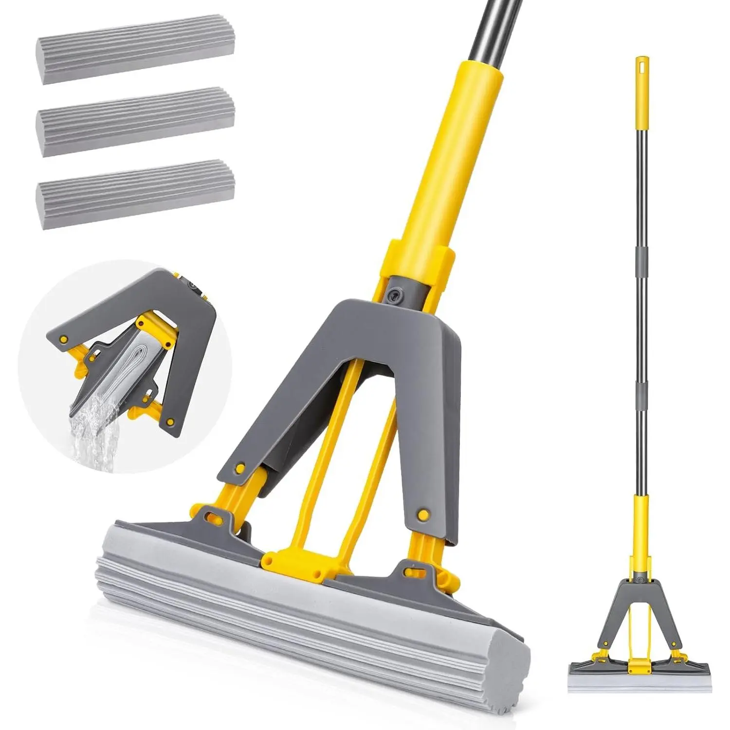 52" Self-Squeezing Sponge Roller Mop for Floor Cleaning