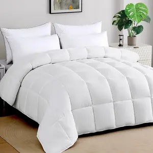 Soft Super   Comforter 120"x120" - Cloud Soft Marshmallow Puff Lightweight Quilted Down Alternative,  Breathable Microfiber Duvet Insert w/8 Tabs,  Season, White