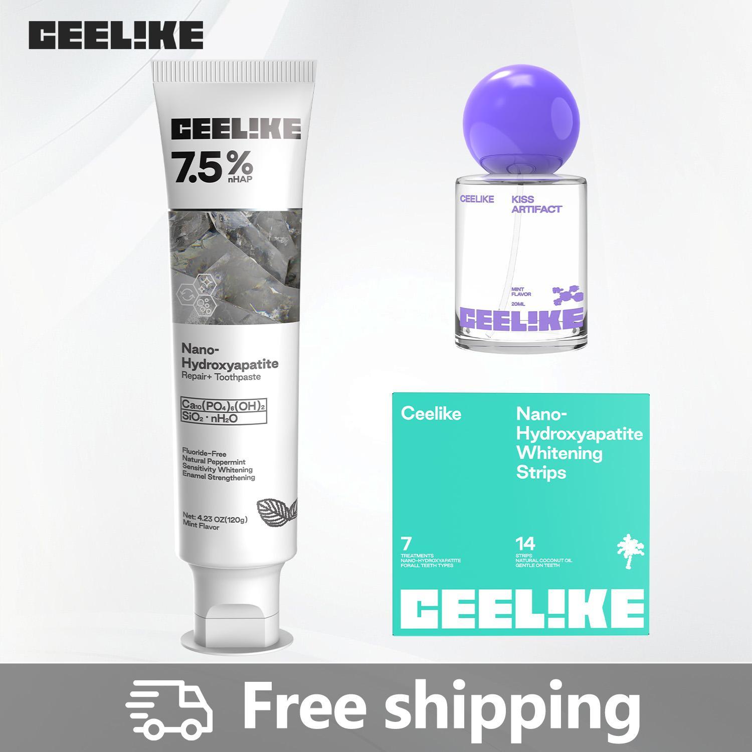 Ceelike Complete Oral Care – Oral Spray, Hydroxyapatite Toothpaste & Teeth Strips for Fresh Breath, Strong Teeth & Lasting Protection.