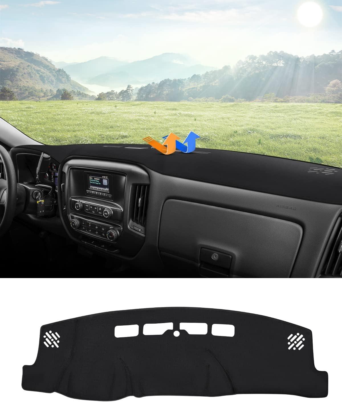 KUST Dashboard Cover Mat for 2014-2018 Chevy Chevrolet Silverado/GMC Sierra 1500, 2015-2019 Silverado/GMC Sierra 2500HD 3500HD Accessories Dash Cover Flannel Sunshade Glare UV Rays Protector