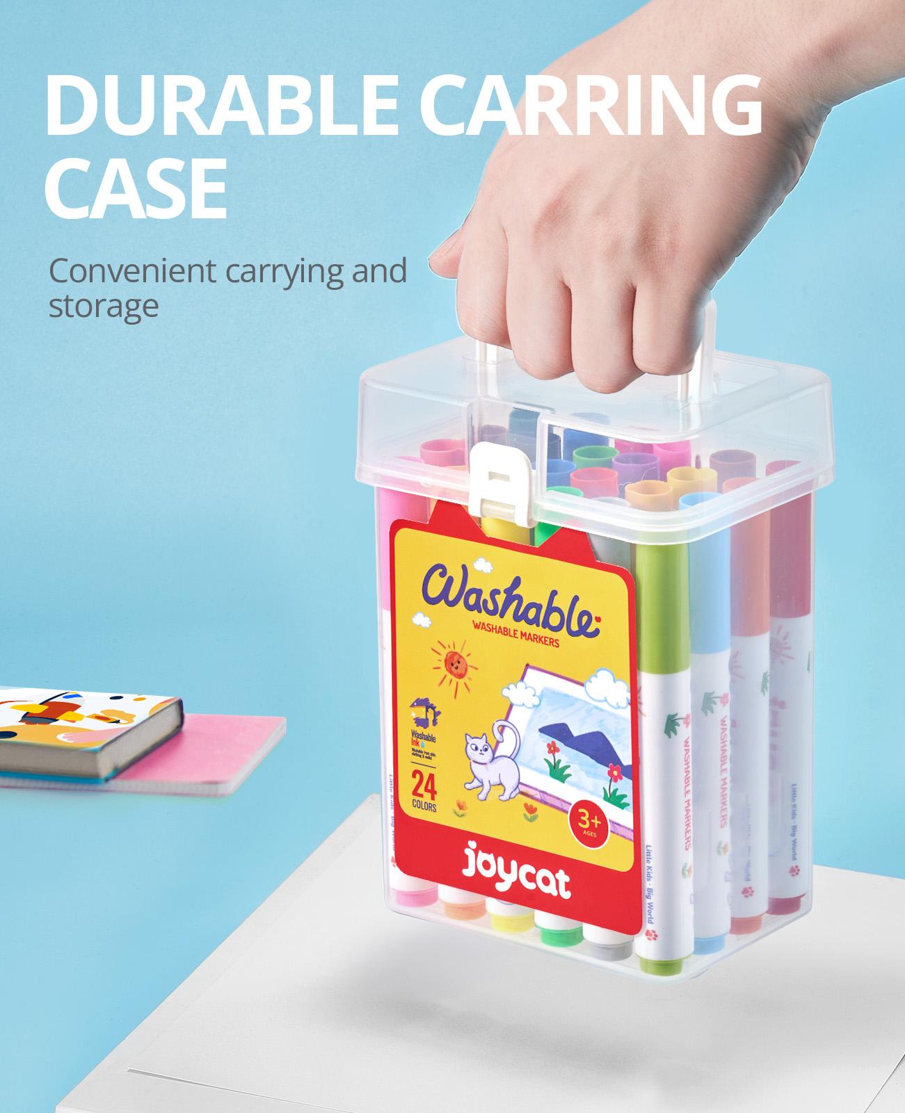 JoyCat Washable Markers for Kids with Carrying and Storage Case/DIY Coloring Fabric Storage Bag, Coloring Markers Set, School Classroom Supplies