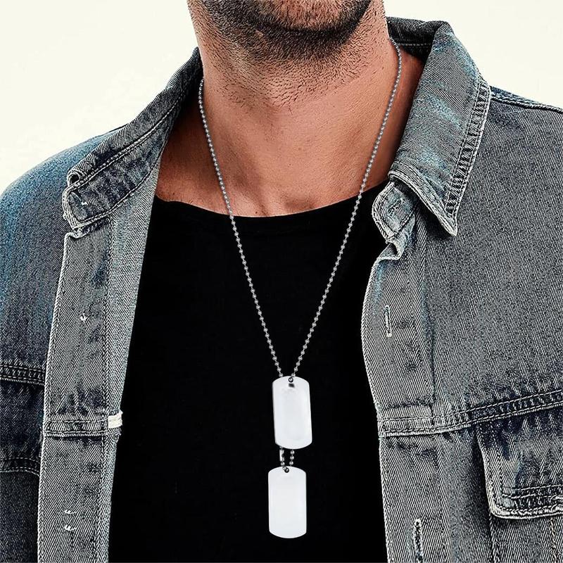FaithHeart Simple Polished Double-Layer Dog Tags Pendant Necklaces Stainless Steel