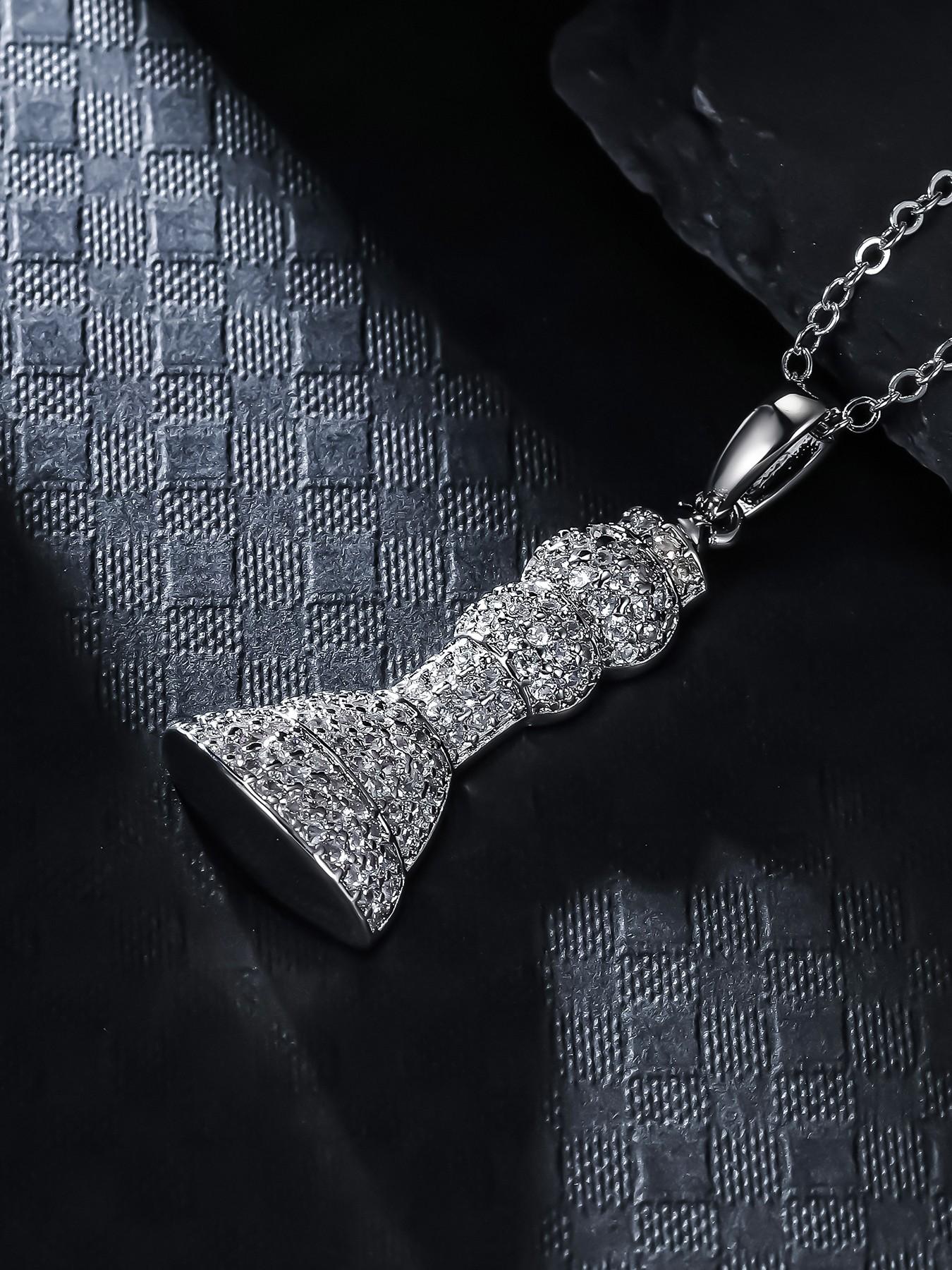 Iced Chics Hip Hop Zircon Queen Chess Piece Pendant Necklace, Unique Accessory, 24inch Chain, Artificial Zircon Material, Street Style Jewelry