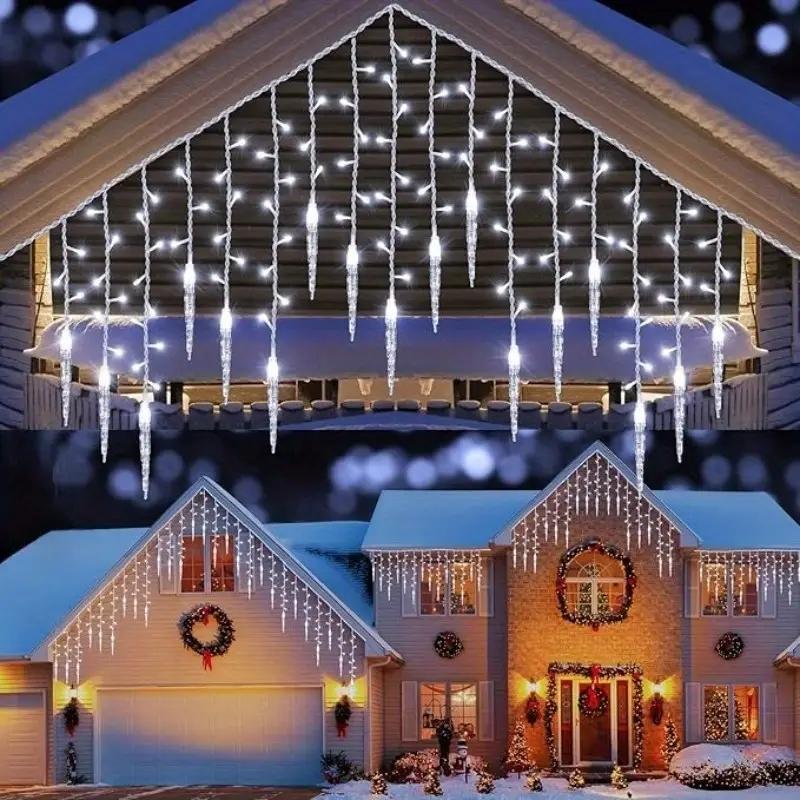 Solar Powered Christmas Lights String, 96 LED Icicle Design, Perfect for Wedding, Holiday Decorations, Outdoor Use, LED Star Light, Solar Firefly String