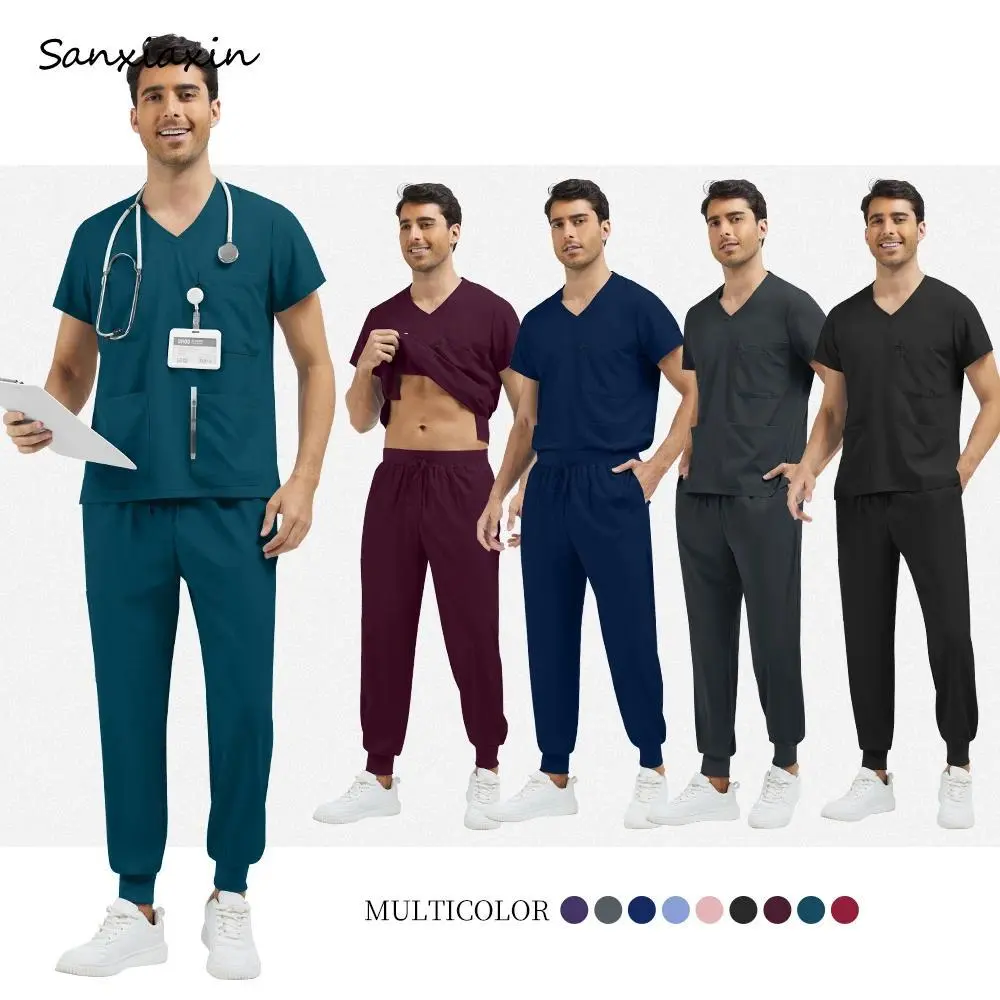 Doctor Costume Men Anesthetist Scrubs Suit Men Women Medical Jogger Set Oral Nurse Uniforms Pet Hospital Veterinary Work Clothes