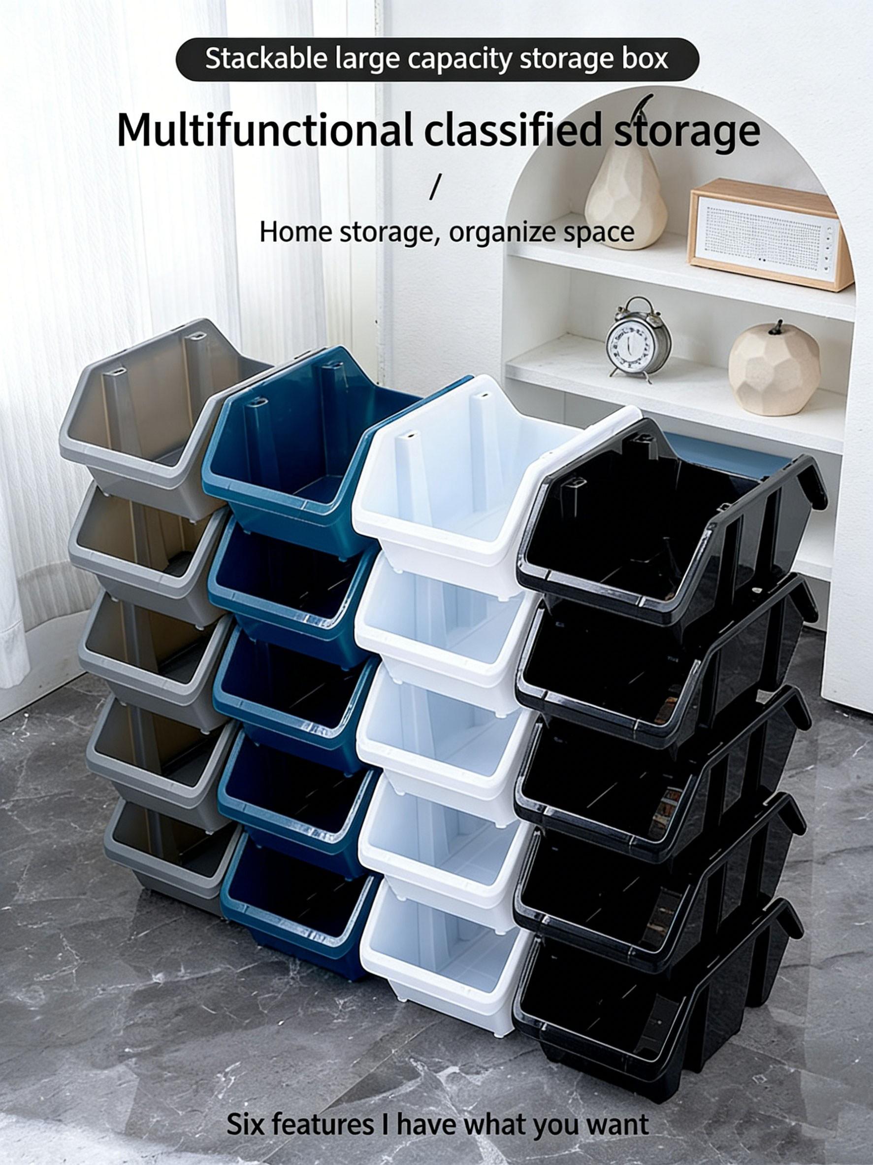 Stackable Slanted Storage Basket, Home Toy Organizer Box, Parts Separation Sorting Container, Multi-Purpose Household Storage Solution