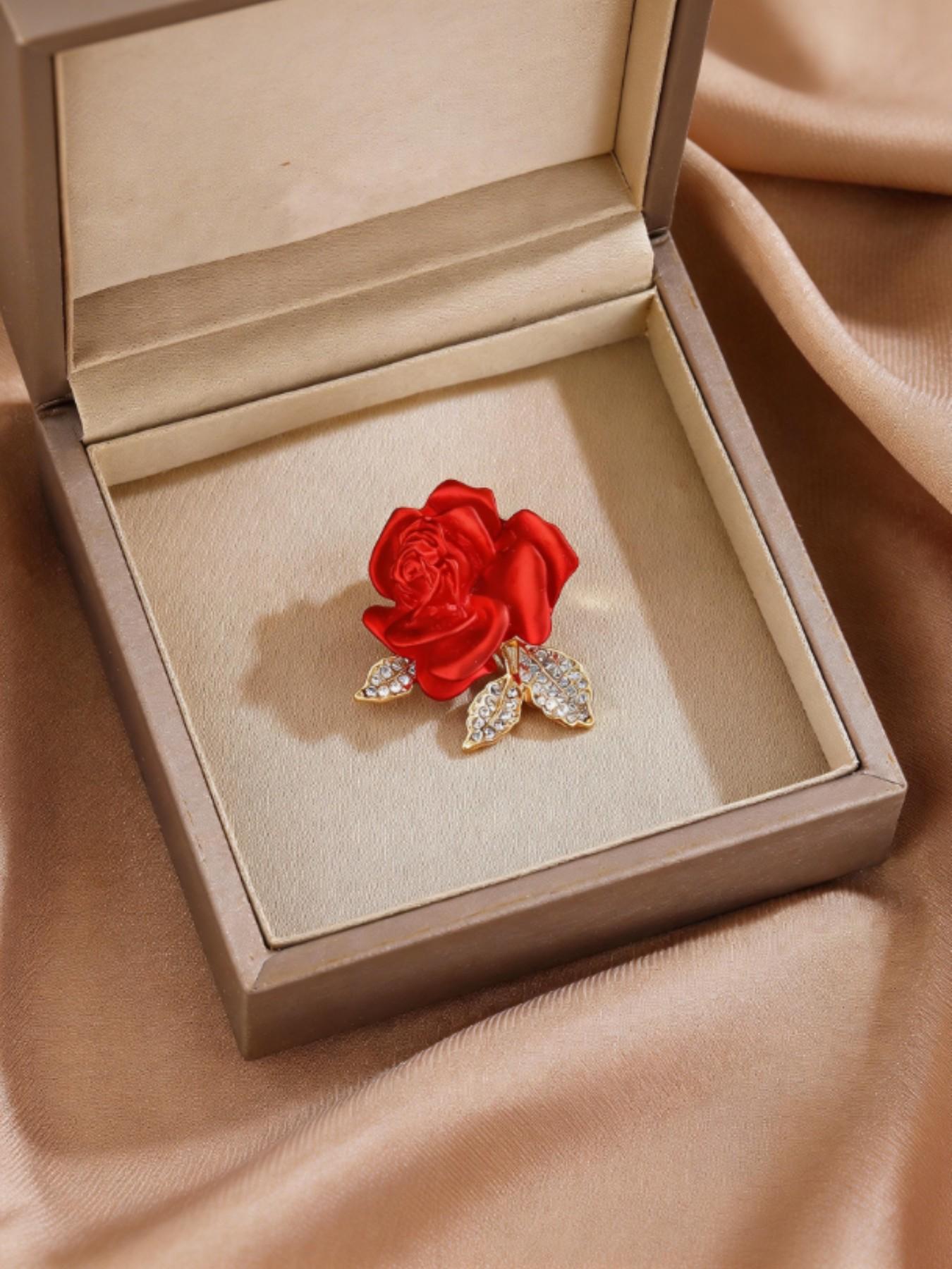 Elegant Rose Crystal Brooch, Perfect Wedding Accessory, Elegant Floral Pin, Ideal Gift for Formal Occasions, All-Season Wear