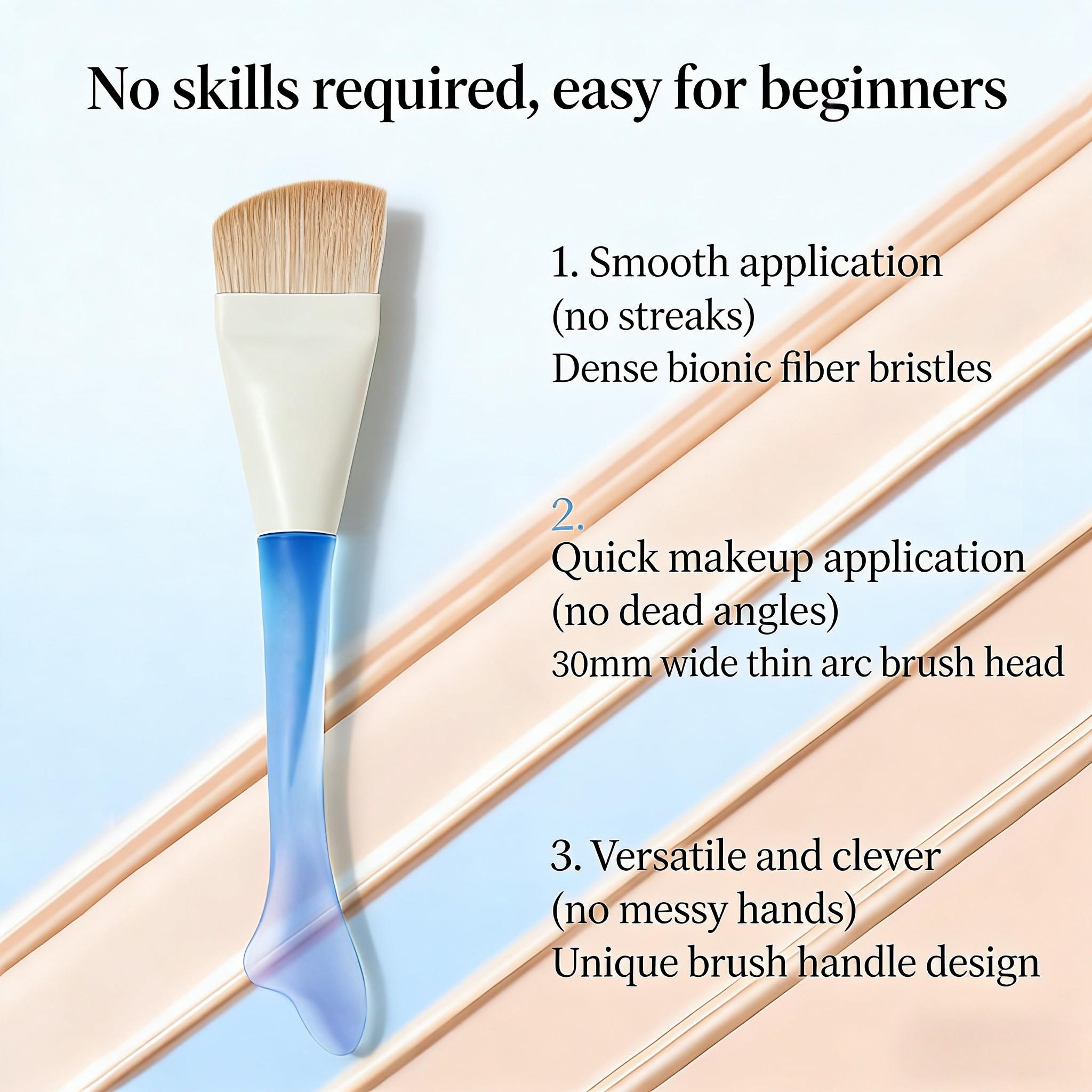 Fish Tail Foundation Brush, Thin Arc Flat Head Makeup Brush, One Stroke Design, No Powder, Smooth Tip, Ideal for Beginners