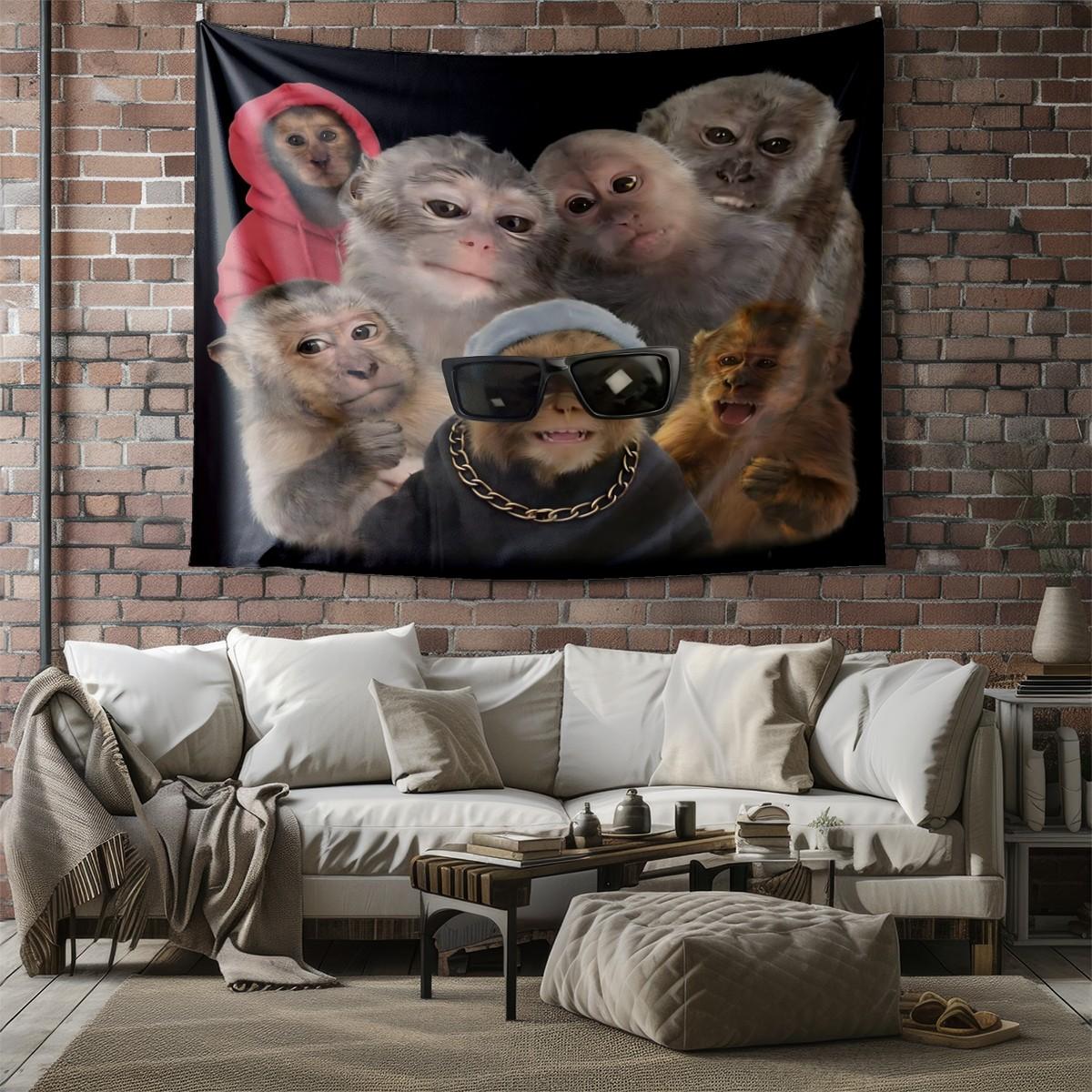 Trending Monkey Tapestry Backdrop, Street-Style Cool Wall Hanging Banners, Indoor/Outdoor Wall Art Tapestries, Wall Decor, Fun Banners and Posters for Dorm Rooms and Bedrooms