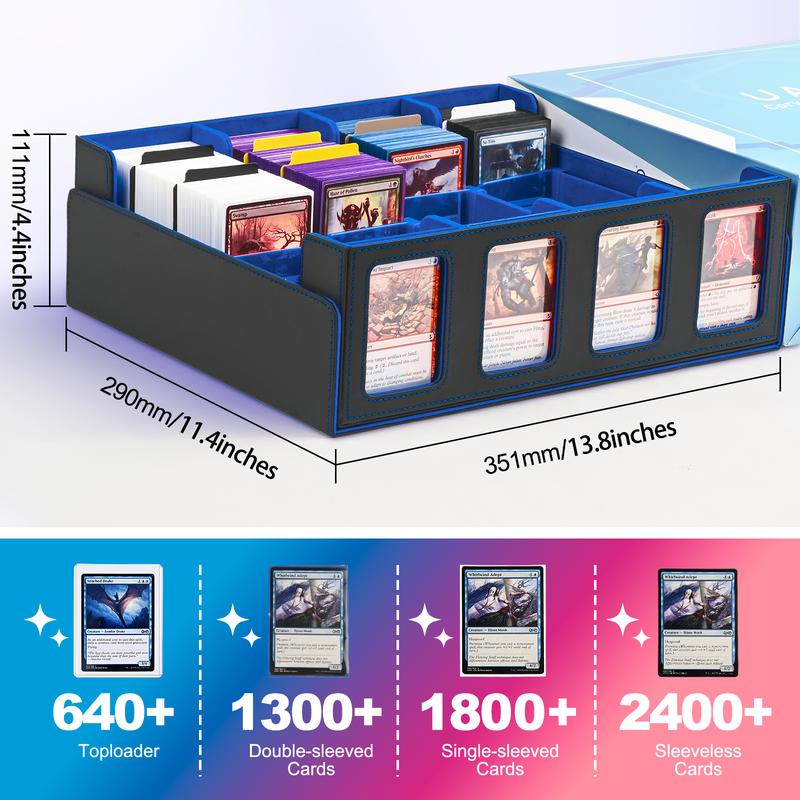 Trading Card Storage Box 2400+ Capacity – MTG Commander Deck Box with 24 Colorful Divider Tabs – TCG Card Holder for PTCG, Sports, Football & Baseball Cards Trading Card Storage Box 2400+ Capacity – MTG Commander Deck Box with 24 Colorful Divider Tabs – TCG Card Holder for PTCG, Sports, Football & Baseball Cards