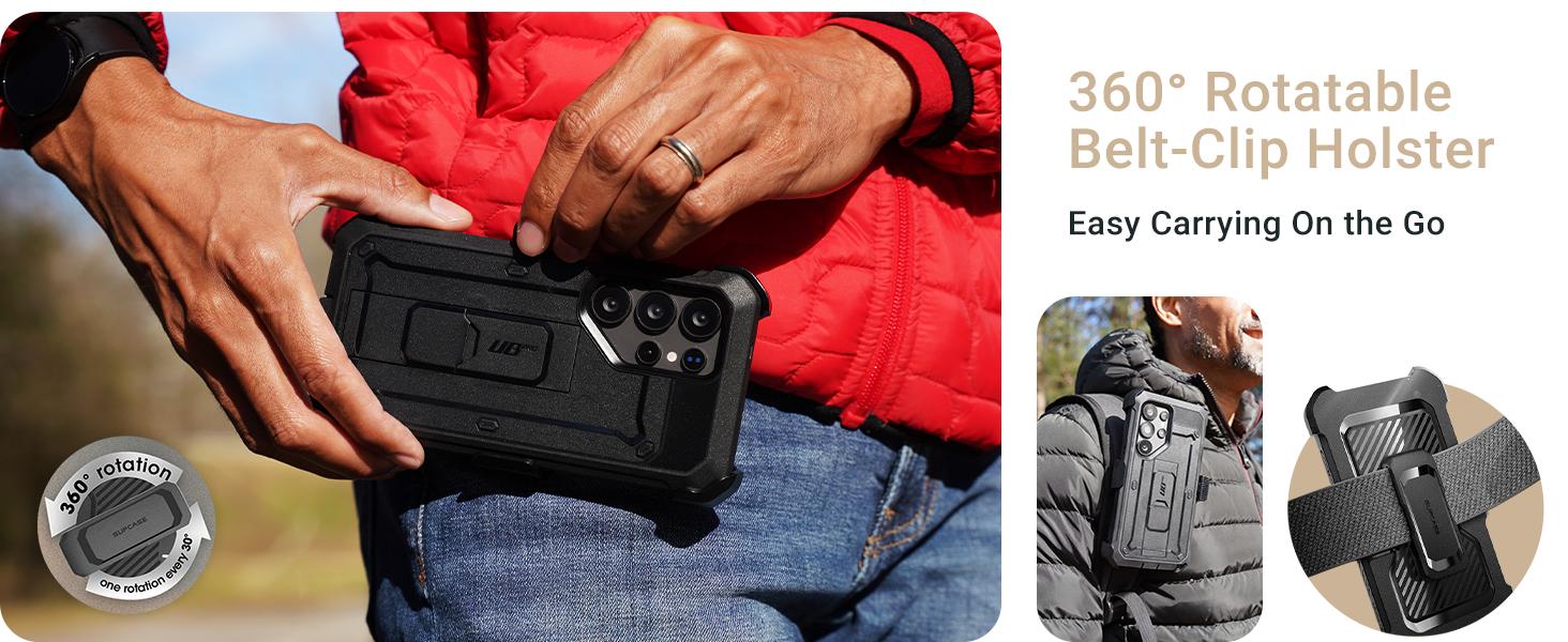 SUPCASE Case for Samsung Galaxy S25 Ultra/S25 Plus/S25/S24 Ultra/S24 Plus/S24/S22 Ultra with Stand, 360 Full-Body Belt-Clip & Screen Protector