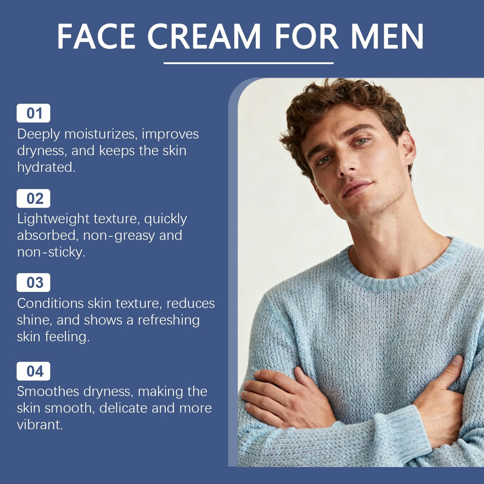 East Moon Men's Moisturizing Cream, Hydrating Smoothening Rich Nourishing Care, Moisture Retention Skin Care Cream for Men