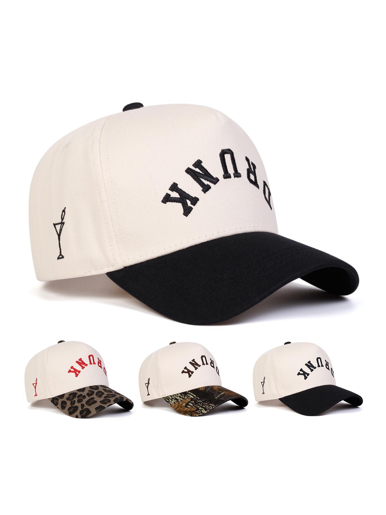 Unisex Drunk Letter Embroidered Baseball Cap, Adjustable Outdoor Sun Protection Hat, Casual Fitted Woven Fabric for Spring & Fall, Adjustable Sunscreen Hat