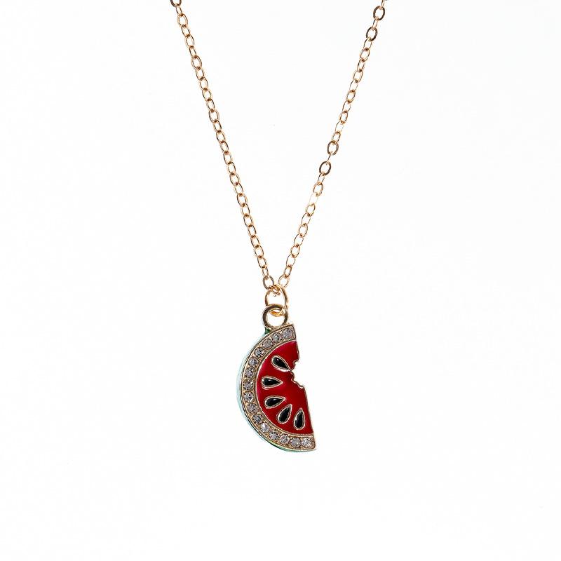 Summer Style Watermelon Pendant Necklace - Fashionably Simple, Versatile and Cute Necklace