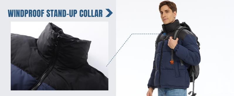 Men's Puffer Jacket Winter Coats Water Resistant Long Sleeve Zip Up Lightweight Quilted Down Jackets for Outdoor Activities & Daily Wear